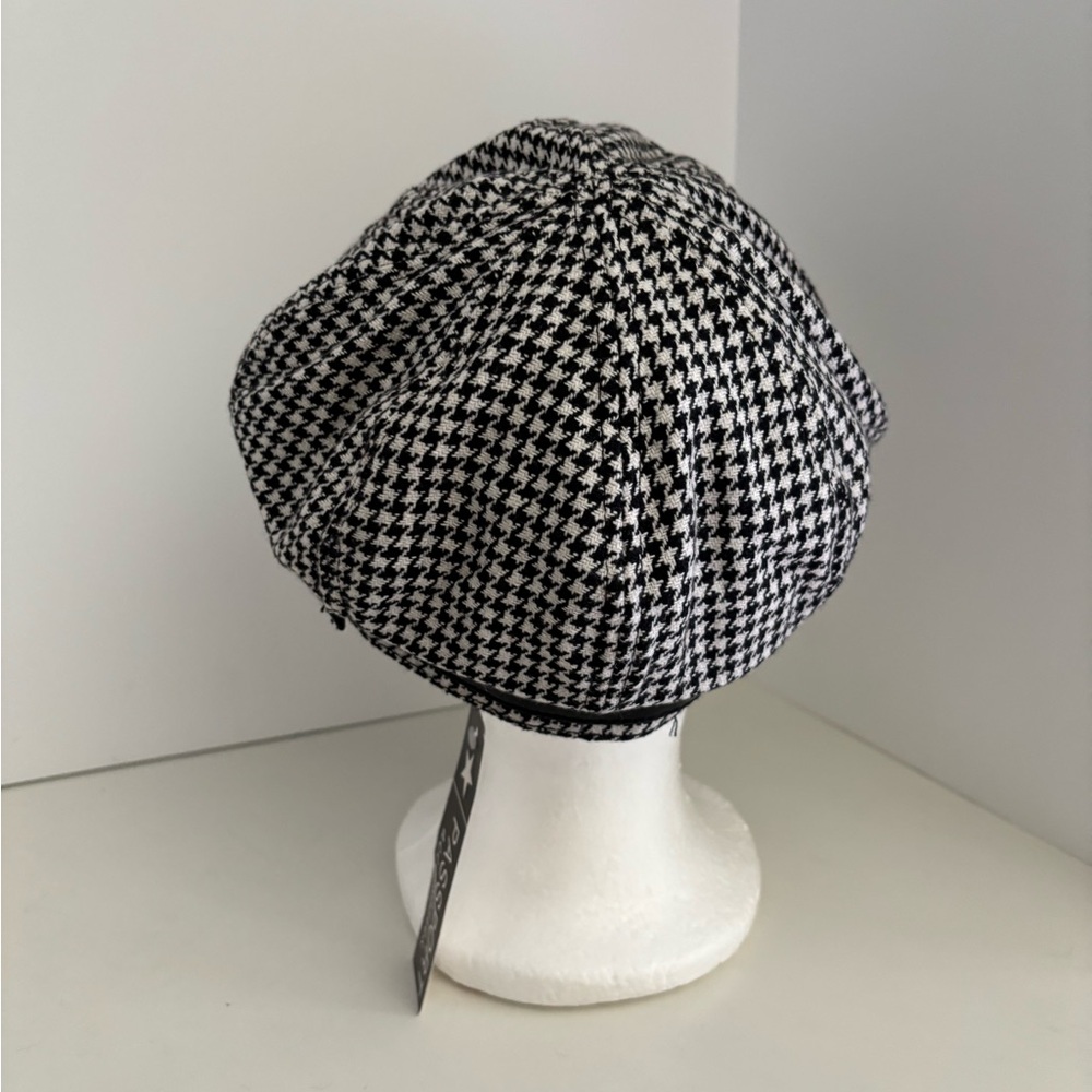 NWT Passport Accessories Black & White Houndstooth Newsboy Cap - Picture 4 of 5
